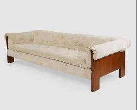 Milo Baughman Style Mid-Century Modern Three Seat Teak Sofa