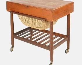 Ejvind Johannson for FDB Mobler Danish Modern MCM Teak Sewing Cart