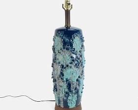Large Mid-Century Modern Glazed Terracotta Art Pottery Table Lamp