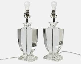 Durham Solid Crystal Glass Lamp PAIR by Chelsea House