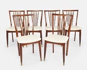 Six Rosewood Mid-Century Modern Dining Chairs MCM Flat Top Windsor Style