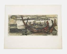 Runacher, Suzanne BOAT SCENE Signed Silkscreen Loose Print