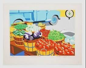 English, Joseph VEGETABLE STAND 1974 Signed Serigraph Print