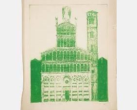 Pencil Signed Late 20thC Serigraph SAN MICHELE IN LUCCA Print