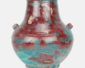 Jugtown North Carolina Art Pottery Double-Handled Vase "Old Chinese Blue"