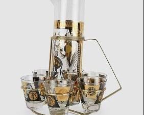 Fred Press Trojan Horse Cocktail Set MCM Pitcher w/ Sunburst Eye Glasses