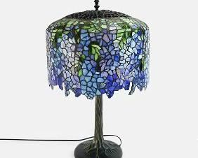 30" Tiffany Style "Wisteria" Stained Glass Table Lamp