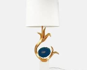 Sculptural Zulli Blue Agate & Metal Table Lamp by Wildwood Lamps