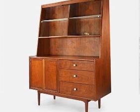 Kipp Stewart for Drexel Declaration Mid-Century Modern Walnut Tall Hutch