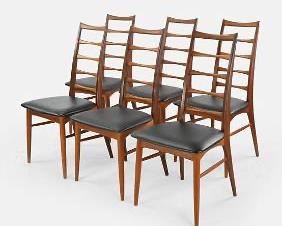 Six Original Niels Koefoed Danish Modern MCM Walnut "Liz" Dining Chairs by Koefoeds Hornslet