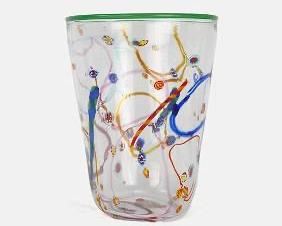 French Hand Blown Art Glass Vase Signed "Ursa Major" Millefiori Cane Vase