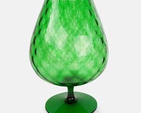 Empoli Italian MCM Emerald Green Optic Oversized Snifter Pedestal Vase Bowl