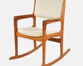 Benny Linden Mid-Century Modern Teak Upholstered Rocking Chair