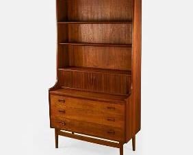 Johannes Sorth Danish Modern Teak Bookcase Secretary Desk for Bornholm