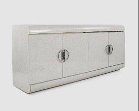 Modernist Faux Travertine Marble Credenza Sideboard