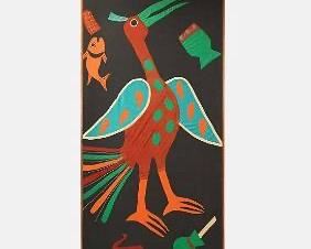Large Patchwork Handstitched Textile Bird Tribal Textile Wall Art