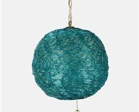 Vintage Fun MCM Aquamarine Blue Green Spaghetti Strands Ceiling Light Fixture
