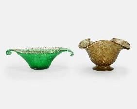 Two Italian Murano Art Glass Controlled Bubble Bowls