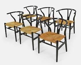 Six Hans J. Wegner Wishbone Dining Chairs CH24 for Carl Hansen and Sons