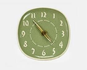 Meadow Green Harker Ceramic Clock Designed By Russel Wright for General Electric MCM