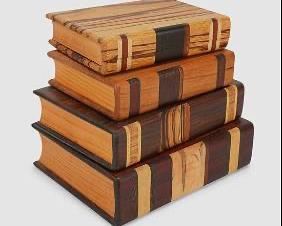 Levine, Steven Carved and Painted Wood Faux Book Pile Box Stack
