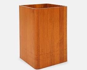 Solid Teak Wastebasket Plant Stand MCM Wood