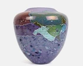 Large Heavy Contemporary 20thC Fine Studio Art Glass Vase