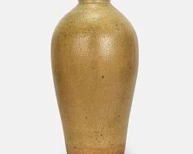 Large 19thC Modernist 18" Stoneware Vase w/Alkaline Dimpled Glaze