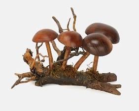 Bench Made Carved Hardwood Mushroom Sculpture Wood Carving