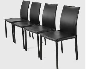 Four Matching BoConcept Zarra Leather Side Chairs
