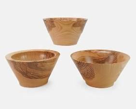 Three K. C. Cromwell Ash Bench Made Turned Wood Bowls
