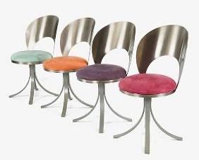 Four 1970s Sculptural Steel Ice Cream Parlor Chairs