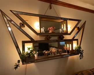 Illinois Molding Co. Mid-Century Atomic Shadow Box/Mirror Shelf