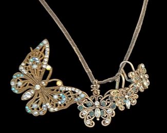 Butterfly Necklace, Brooch and Earrings 