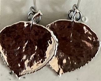 Real Aspen Leaf Earrings 
