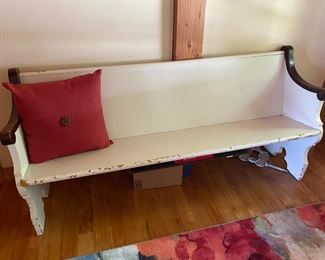 Painted antique church pew