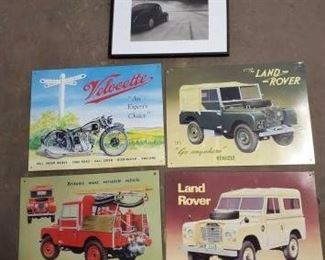 #722 • Metal Land Rover Signs, Metal Motorcycle Sign and Classic Car Picture