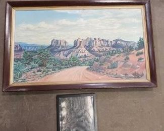 #744 • Castle Creek, in Oak Creek, Arizona Painting and Lumber Jack In Sequoia Tree
