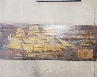 #748 • Wood Art Painting Of Tall Ship In Portsmouth 1795 - Boat Hull Canvas