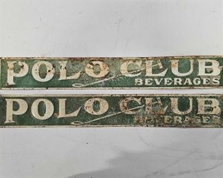 #858 • 2 Vintage Original Polo Club Beverages Signs
