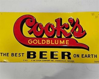 #864 • Original Single Sided Painted Cook's Goldblume Beer Sign