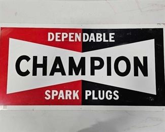 #866 • Vintage Single Sided Painted Champion Spark Plugs Sign