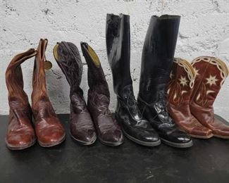 #1004 • 3 Pairs of Cowboy Boots and Pair of Motorcycle Boots
