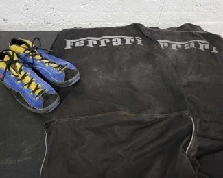 #1008 • Pair of Ferrari Seat Covers and Piloti Driving Shoes