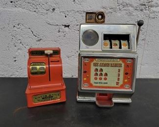 #1012 • Uncle Sam's 3 Coin Register Band and One Armed Banker Slot Machine