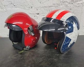 #1048 • Red Double Lens Fighter Pilot Motorcycle Helmet Size L & NEW Torc T-50 Large Helmet and