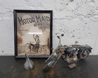 #1084 • "Motor Maid" Sheet Muis Cover, Indian Motorcycle Paper Weight and Motorcycle Decor
