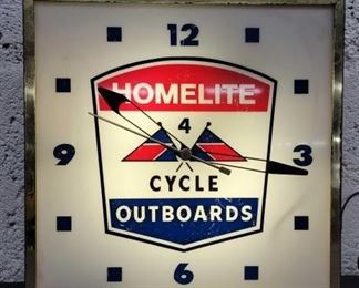 #1114 • Vintage and Original Homelite Outboards Cycle Light Up Clock