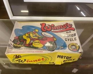 #1222 • 1960s Tin Friction Winner 95 Motorcycle Toy