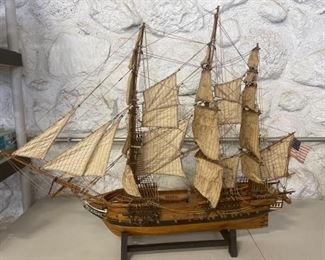 #1248 • Wooden Tall Ship Model With Sails, Rigging & Stand